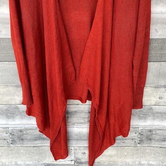 Talbots 100% Linen Waterfall Cardigan Size Small Orange - Picture 4 of 10